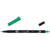 Grüner Pinselstift mit zwei Spitzen, eine feine und eine flexible Pinselspitze, ohne Kappe.