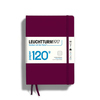 Notizbuch in port red mit elastischem Verschluss und einer Papierstärke von 120 g/m².