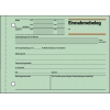 Einnahmebeleg in Grünton mit Formularfeldern für Nettobetrag, Gesamtbetrag und Zahlungsdetails.