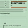 Einnahmebeleg in grünem Design mit Feldern für Betrag und Datum.