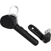 Bluetooth-In-Ear-Headset mit USB-Ladestation in Schwarz, mit Bedientasten und Ohrbügel.