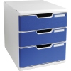 Exacompta Schubladenbox MODULO Office 3 Schubladen geschlossen DIN A4+ lichtgrau blau Produktbild pa_produktabbildung_1 S