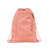 Rosa Sportbeutel mit Kordelzug und seitlichem Reißverschlussfach, im minimalistischen Design.