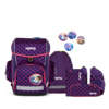 ergobag Schulranzen cubo light LUMI 28 x 39 x 25 cm (B x H x T) 19l Magnetschnalle inkl. 2 x Zip-Seitentasche, Sportbeutel, Federmäppchen (gefüllt mit Lyra Stiften), Schlampermäppchen, 4 x Klettie Gewicht: 780g 100 % Polyester lila PerlentauchBär