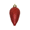 Roter, glitzernder Christbaumschmuck in Form eines Zapfens mit goldenem Aufhänger.