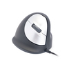 Ergonomische vertikale PC-Maus in runder Form mit seitlichem Scrollrad und Kabel.