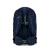 Rucksack in Blau mit ergonomischem Tragesystem und verstellbarem Hüftgurt von hinten.
