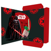 Zeichenmappe aus Karton mit Star-Wars-Design und Gummizugverschluss, aufgeschlagen.