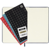 Blauer Hardcover Buchkalender im DIN A6 Format mit Aufklebern und blanko Seiten.