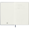 Offene Seitenansicht eines Moleskine Buchkalenders mit Platz für Notizen und Kontaktdaten.
