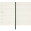 Offene Ansicht eines Moleskine Buchkalenders mit Wochenübersicht und linierten Notizseiten.