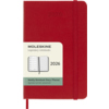 Scharlachroter Hardcover-Buchkalender 2026 im DIN A6 Format mit Gummiband und Wochenterminen.