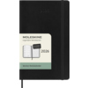 Schwarzer Moleskine Wochen-Notizkalender für 2026 mit Label und Gummiband.
