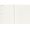 Offene Doppelseite eines Moleskine Buchkalenders mit Wochenterminen und linierten Notizfeldern.