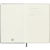 Offene Seitenansicht eines Moleskine Buchkalenders mit leeren Seiten.