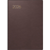 Bordeauxroter Taschenkalender im DIN A7 Format für das Jahr 2026 mit goldfarbener Jahreszahl.