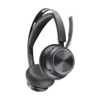 Kabelloses Headset mit zwei Ohrmuscheln und flexiblem Mikrofonarm in Schwarz.