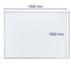 Weißes Whiteboard mit Aluminiumrahmen, 150 x 100 cm, in Hoch- oder Querformat montierbar.