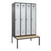 C+P Kleiderspind Evolo PLUS mit untergebauter Sitzbank 4 Abteile schwarzgrau Y001780V