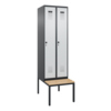 C+P Kleiderspind Evolo PLUS mit untergebauter Sitzbank 2 Abteile schwarzgrau Y001781N