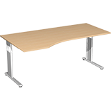 Geramöbel Schreibtisch C Fuß Flex 1.800 x 680-820 x 800/1.000 mm (B x H x T) Freiform links